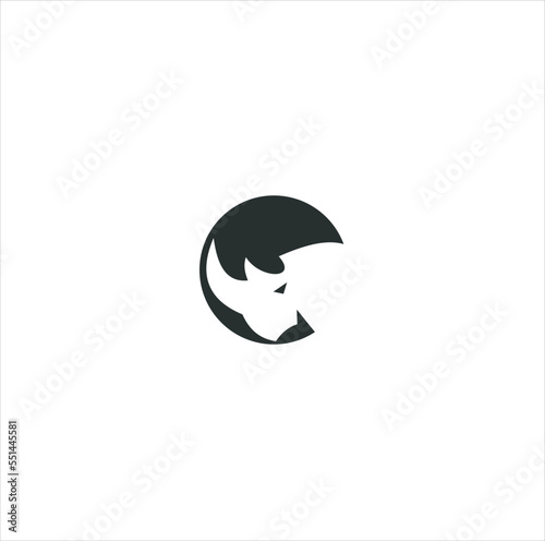 Rhino vector illustration of a silhouette isolated white background. Rhinoceros logo inspiration. 