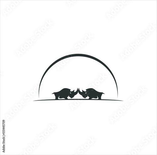 Fototapeta Naklejka Na Ścianę i Meble -  Rhino vector illustration of a silhouette isolated white background. Rhinoceros logo inspiration. 