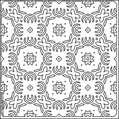 Vector lace texture, curly line ornament, black and white pattern.