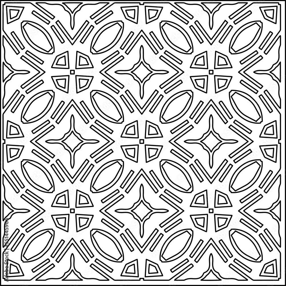 Vector lace texture, curly line ornament, black and white pattern.