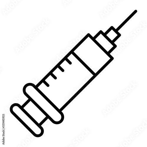 Medical syringe icon, vector style medical antibiotic needle used to inject fluids