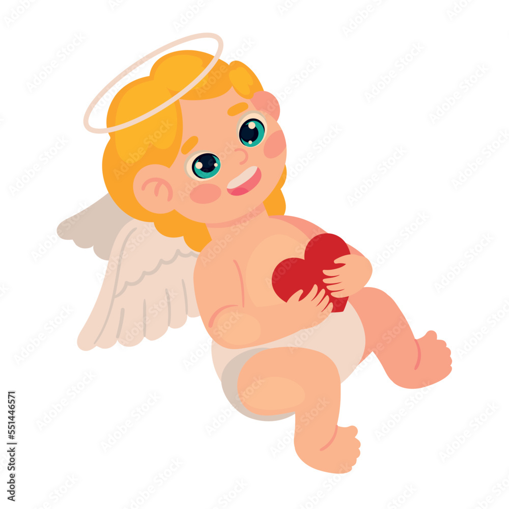 cute cupid with heart