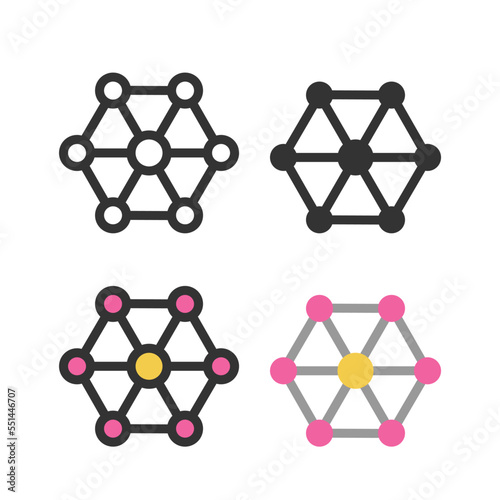 Atoms, molecules, dna, chromosomes outline vector icon set