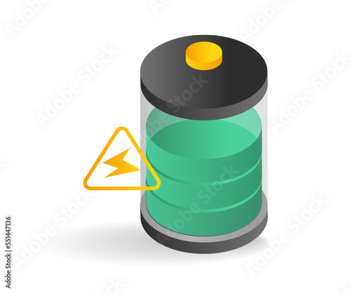 Isometric flat 3d concept illustration of electric energy storage battery