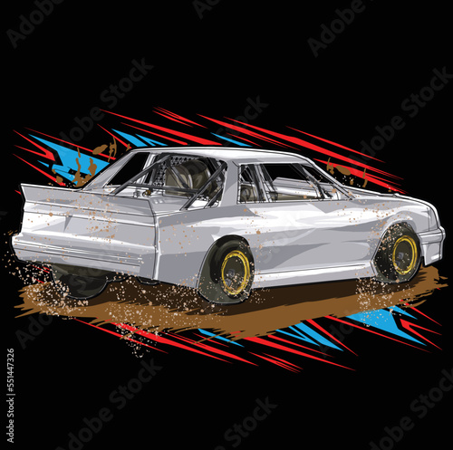 drag racing car on black background for poster, t-shirt print, business element, social media content, blog, sticker, vlog, and card. vector illustration.