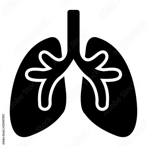Respiratory system, lungs vector icon on white background