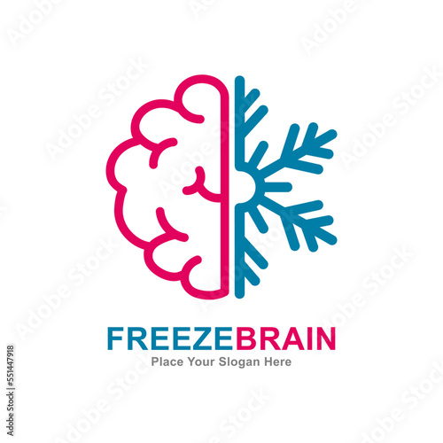 Freeze brain vector logo template. Suitable for business, weather, health and snowflake symbol 