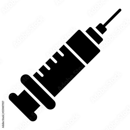 Medical syringe icon, vector style medical antibiotic needle used to inject fluids