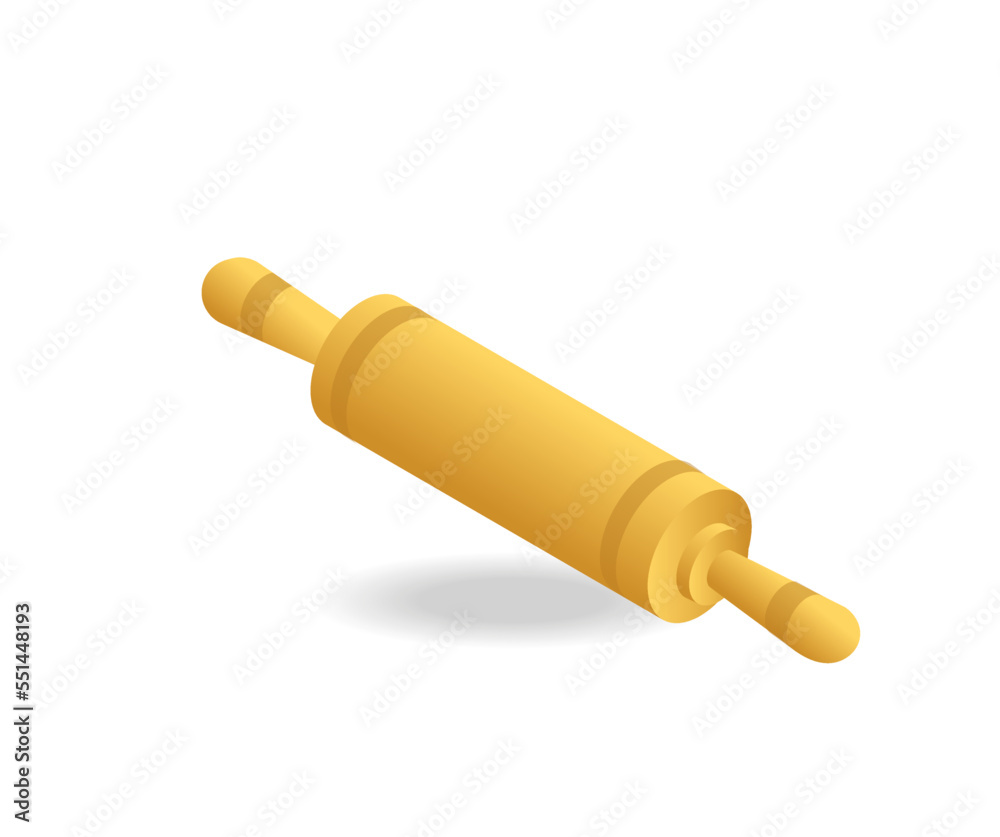 Flat 3d isometric illustration concept of manual bread mill Flat 3d isometric illustration concept of manual bread mill