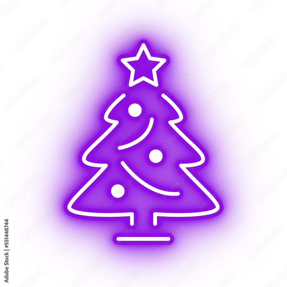 Neon purple christmas tree icon, christmas tree on transparent background Neon purple christmas tree icon, christmas tree on transparent background