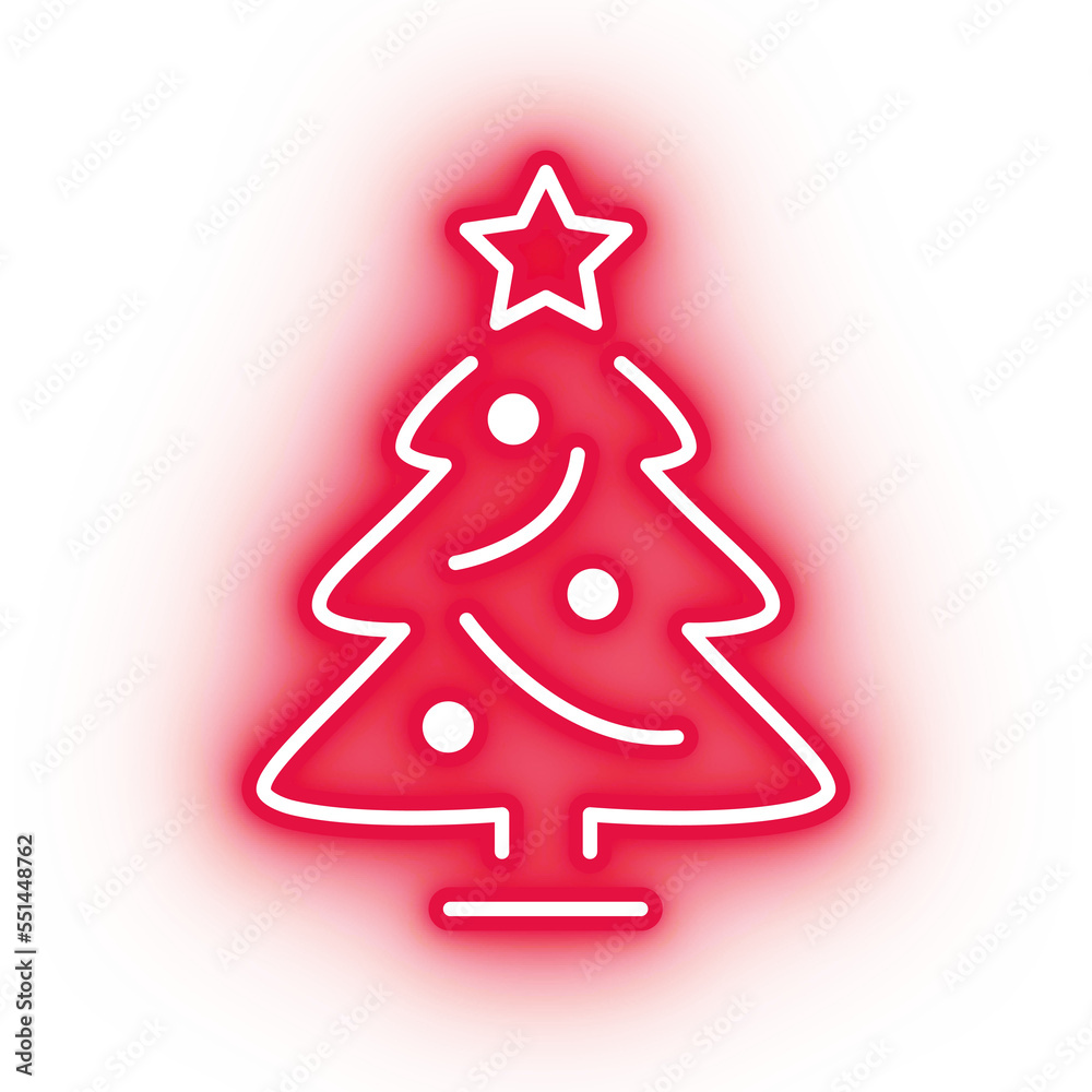 Neon red christmas tree icon, christmas tree on transparent background Neon red christmas tree icon, christmas tree on transparent background