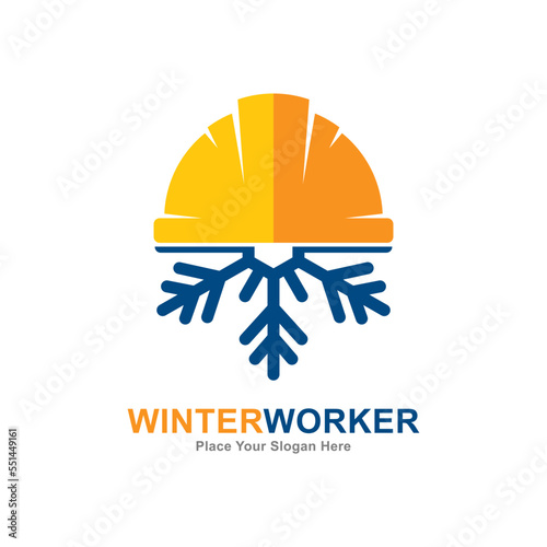 Winter worker logo vector template. Suitable for business, job, and weather 