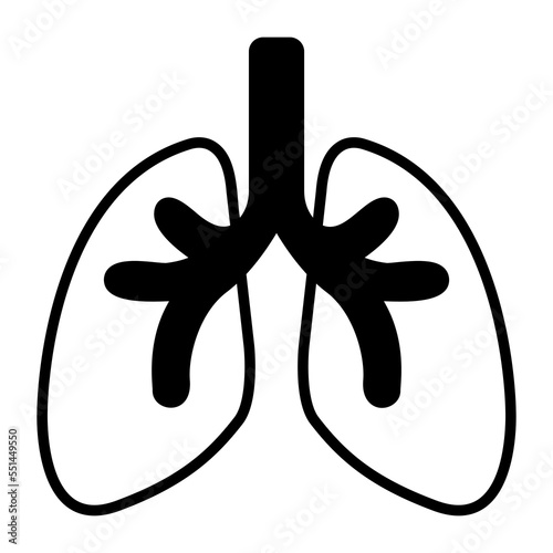 Respiratory system, lungs vector icon on white background