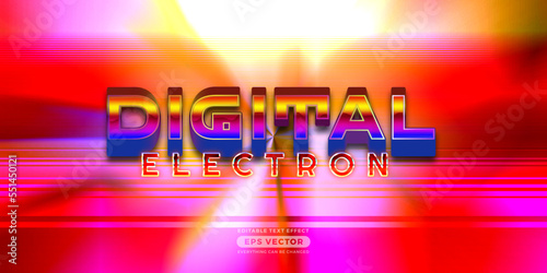 Digital electron editable text effect retro style with vibrant theme concept for trendy flyer, poster and banner template promotion