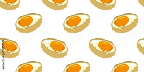 Seamless pattern with Japanese pickled eggs. Flat vector illustration.
