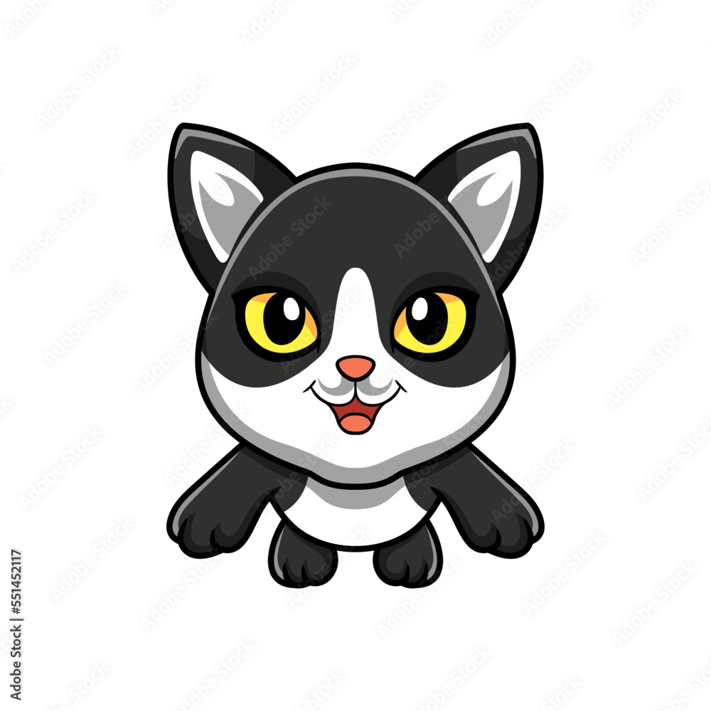 Cute black smoke cat cartoon flying