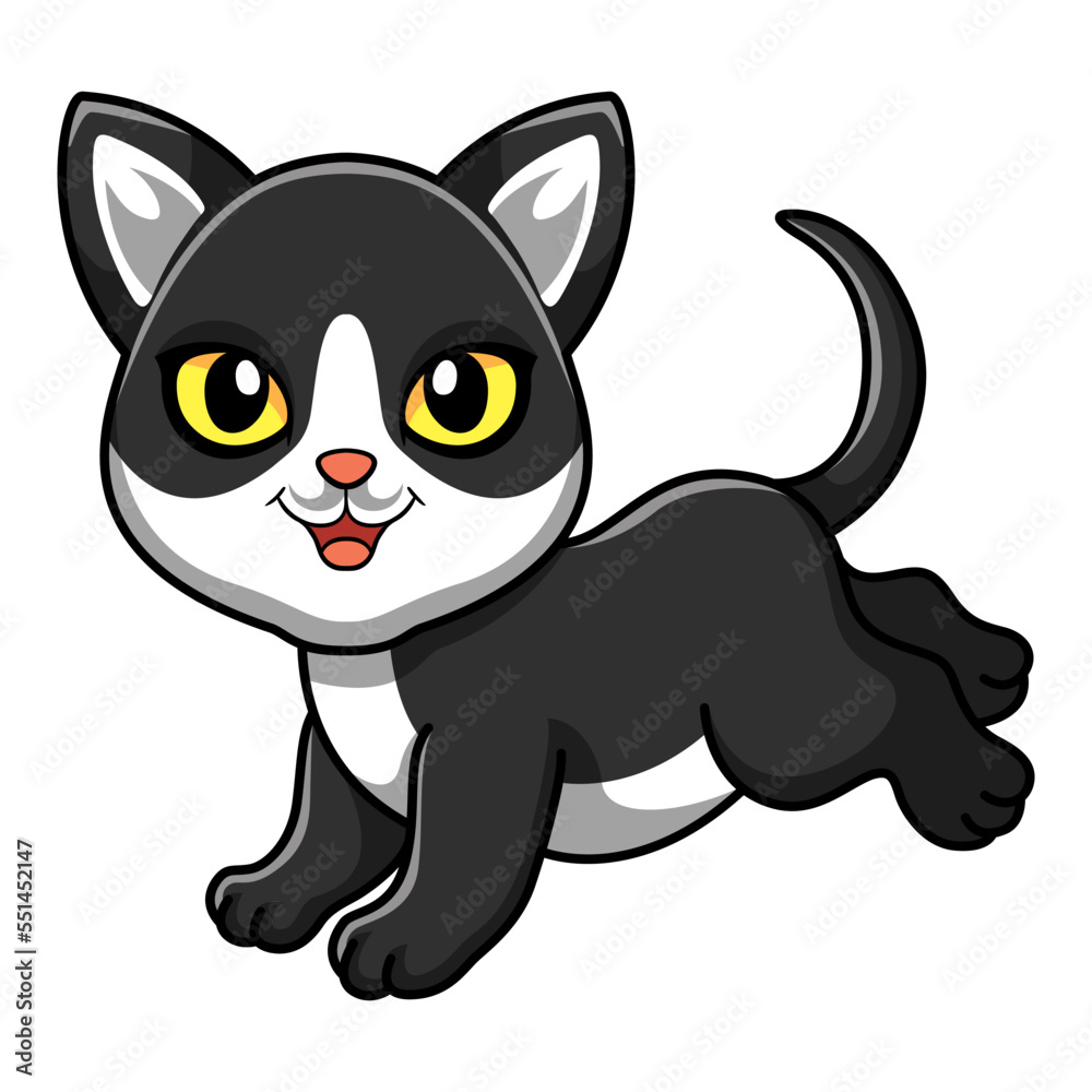 Obraz premium Cute black smoke cat cartoon