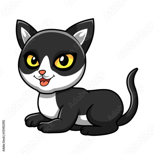 Cute black smoke cat cartoon sitting