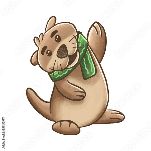 Cute otter in christmas vibe illustration