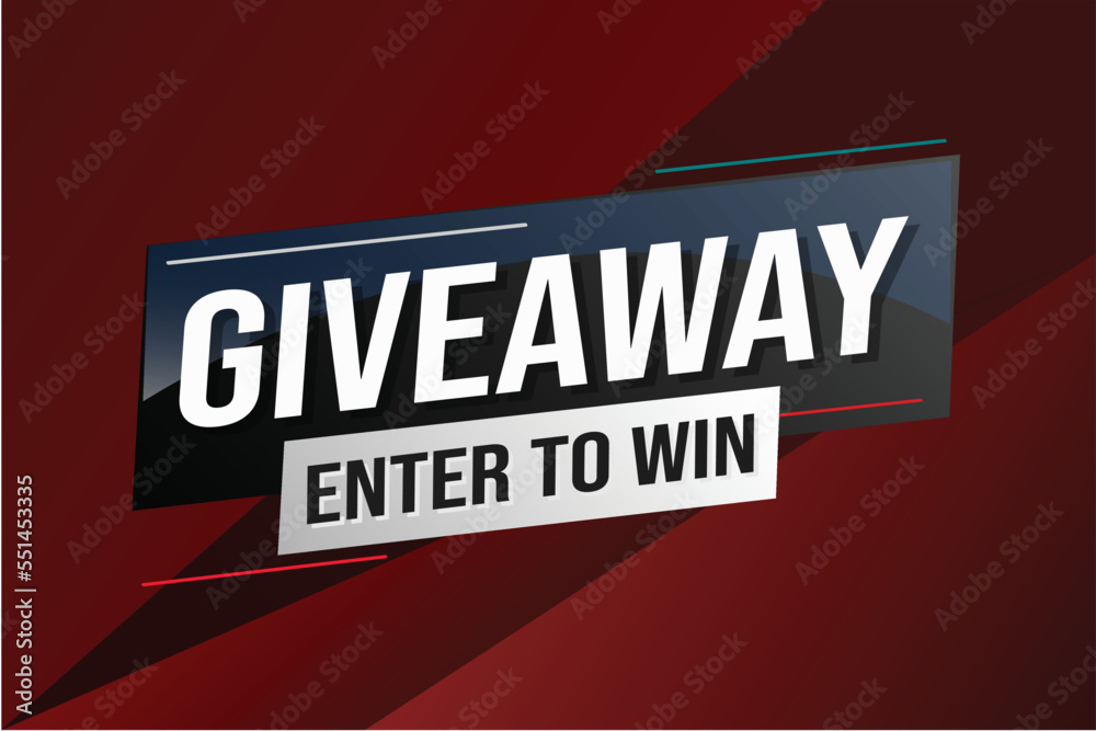 giveaway enter and win word vector illustration blue 3d style for social media landing page, template, ui, web, mobile app, poster, banner, flyer, background, gift card, coupon, label, wallpaper	

