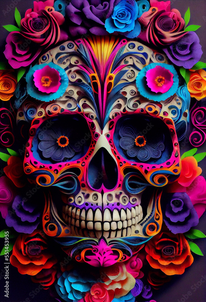 Intricate Layered Paper Design for Day of the Dead Celebration