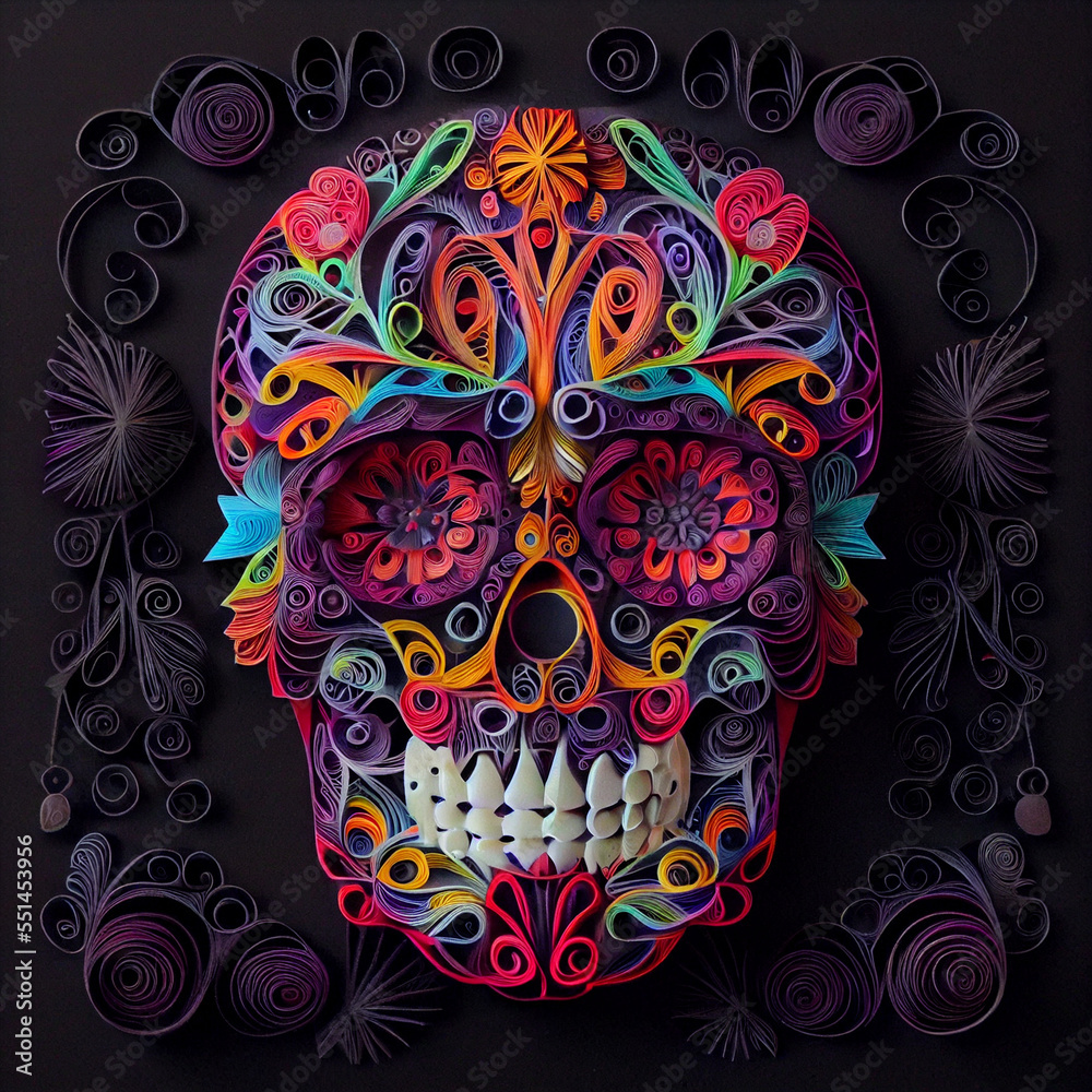 Naklejka premium Intricate Layered Paper Design for Day of the Dead Celebration