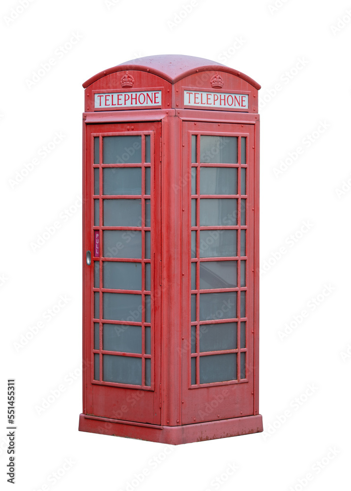 Red phone booth box container isolated on white background Red phone booth box container isolated on white background