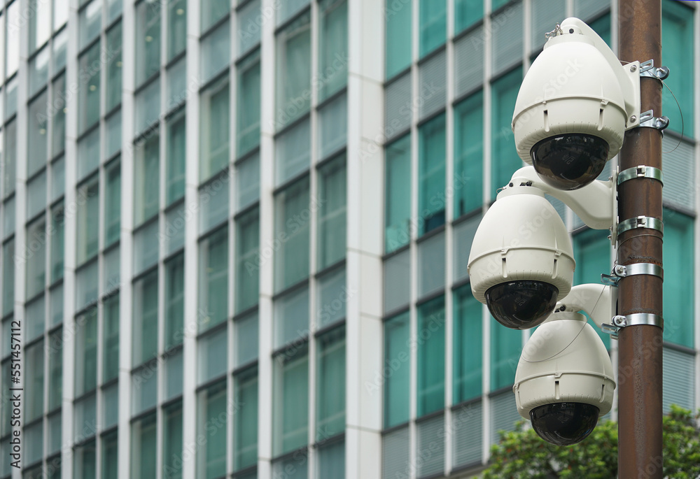 A building and security camera of the town A building and security camera of the town