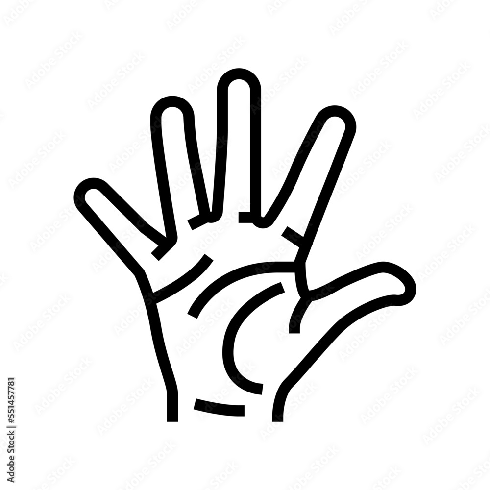 five number hand gesture line icon vector. five number hand gesture sign. isolated contour symbol black illustration five number hand gesture line icon vector. five number hand gesture sign. isolated contour symbol black illustration