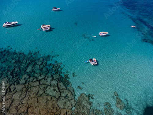 pleasure boats at anchor , protected natural area, capdepera, Mallorca, Balearic Islands, Spain © Tolo