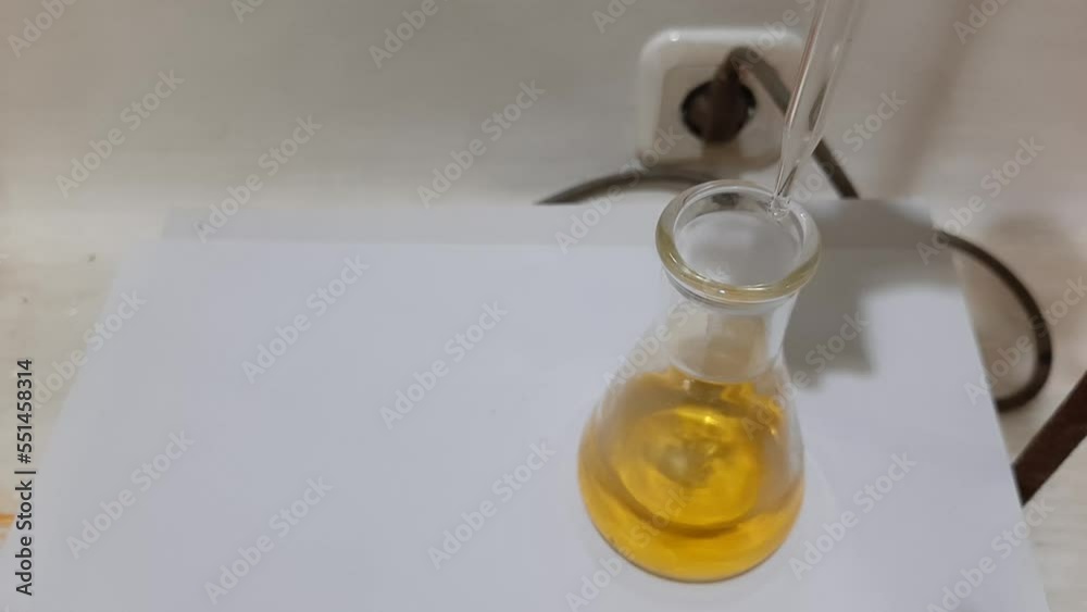 The titration process is done by dripping the titrant solution into the