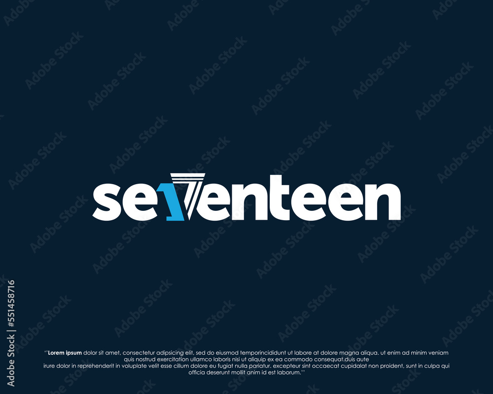 Word mark logo forms negative space of number seventeen Word mark logo forms negative space of number seventeen