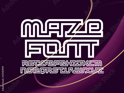 Vector font set with abstract geometric maze shape