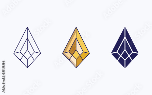 Diamond line and glyph icon, vector illustration