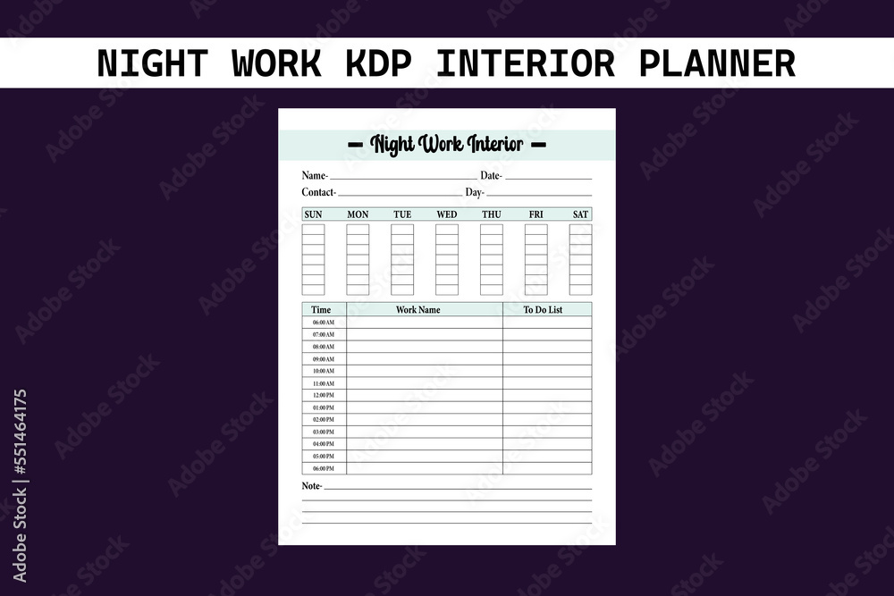 Night Work KDP Interior Planner Night Work KDP Interior Planner