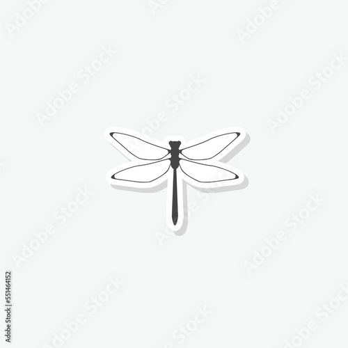 Dragonfly icon sticker isolated on white © sljubisa