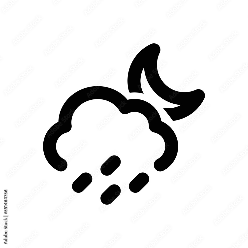 Rainy Night icon - vector illustration . Rain, Rainy, Night, Precipitation, Weather, Climate, Forecast, Moon, line, outline, icons . Rainy Night icon - vector illustration . Rain, Rainy, Night, Precipitation, Weather, Climate, Forecast, Moon, line, outline, icons .