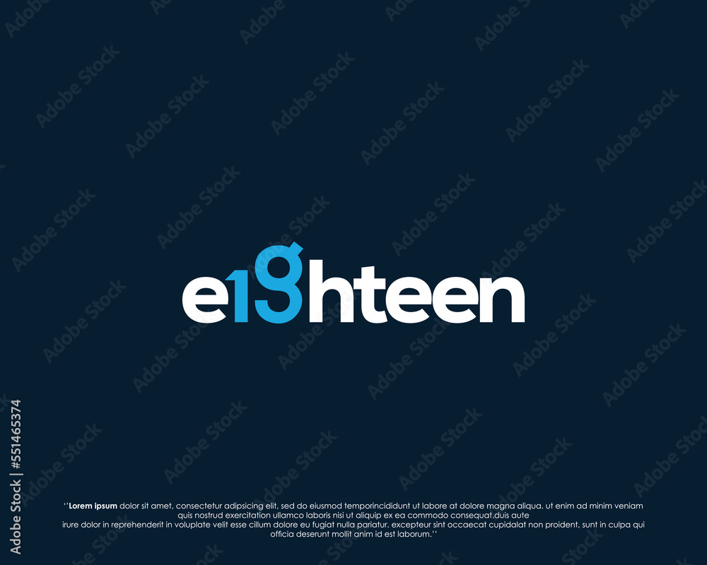 Word mark logo forms negative space of number eighteen Word mark logo forms negative space of number eighteen
