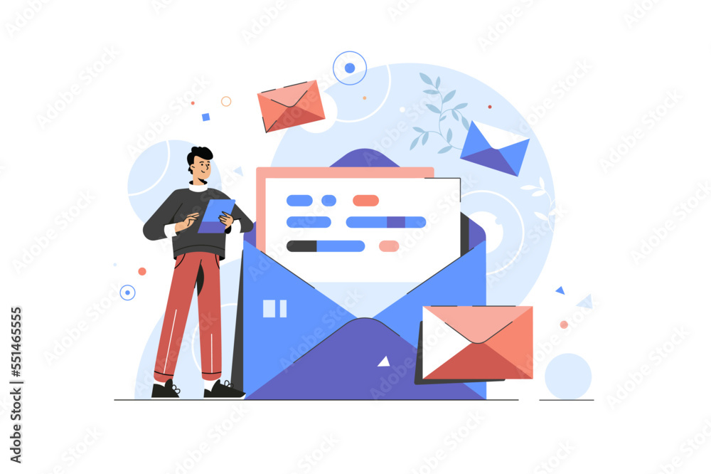 Men with mail. Chatting. Business vector illustration. Men reading letter. Working process. New email message, mail notification. Social network, chat. New incoming message, sms, spam. Men with mail. Chatting. Business vector illustration. Men reading letter. Working process. New email message, mail notification. Social network, chat. New incoming message, sms, spam.