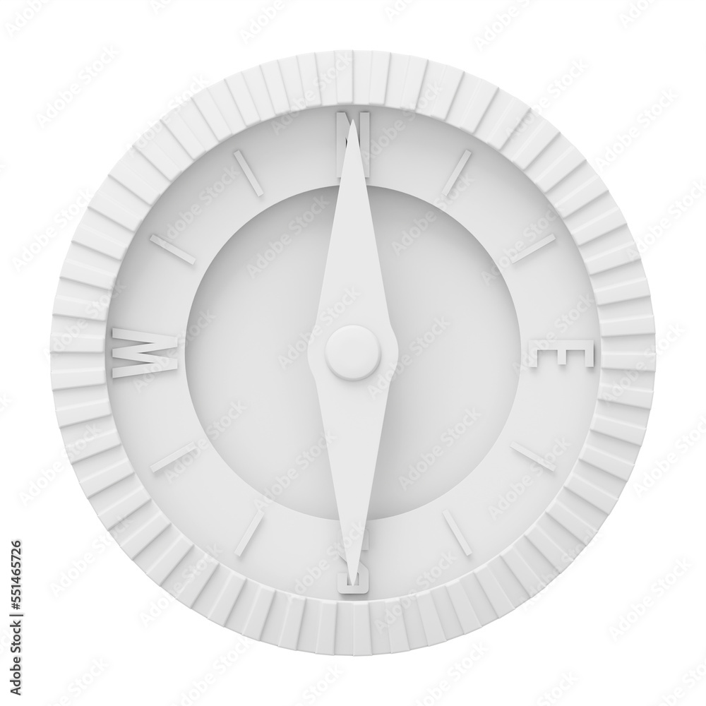 White realistic compass, navigation, direction finding. 3D rendering ...