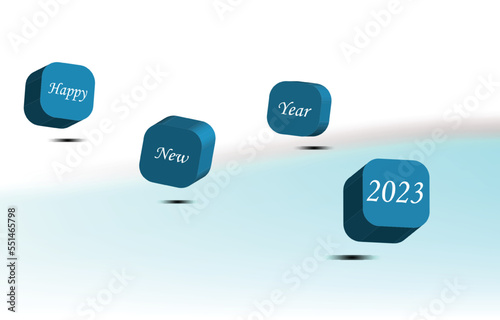 3D with Happy New Year 2023 and blue tone