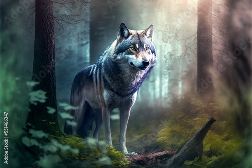 Fantasy wolf in the forest © CreativeImage