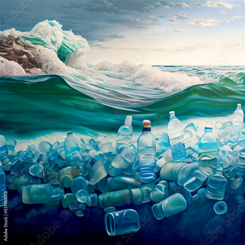 Plastic polluted sea