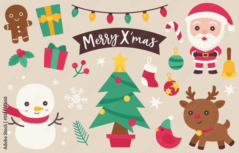 Christmas elements and icons collection vector