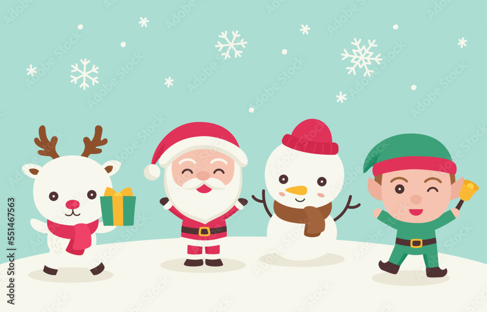 Christmas character and elements in flat design