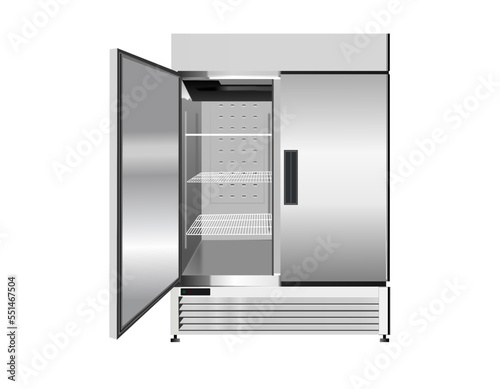 Commercial refrigerator with stainless two doors, 3d vector rendering
