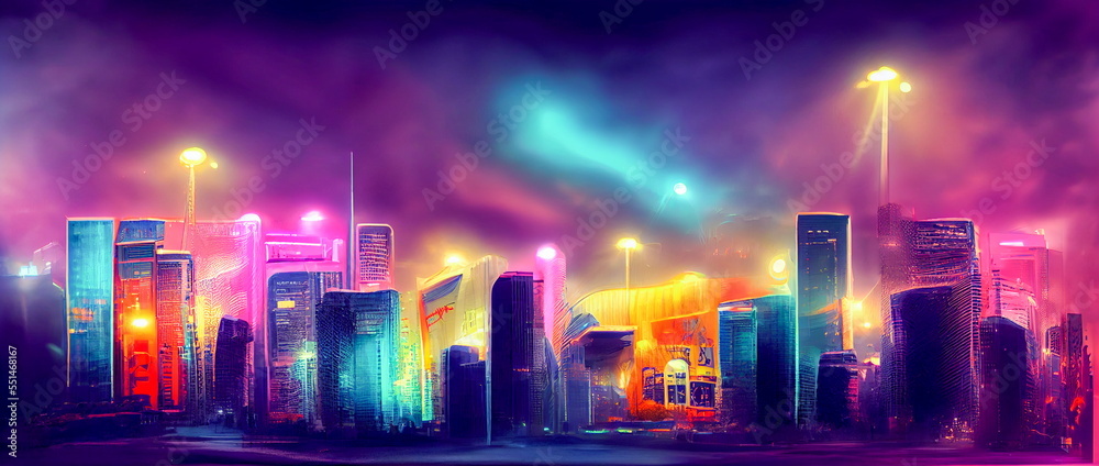 Neonfa city night life background