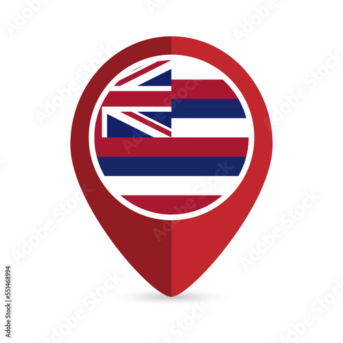 Free Download Map pointer with flag Hawaii state. Vector illustration. - GFXLoad