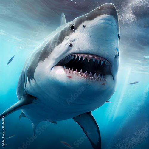 White shark underwater  photorealistic illustration generated by Ai