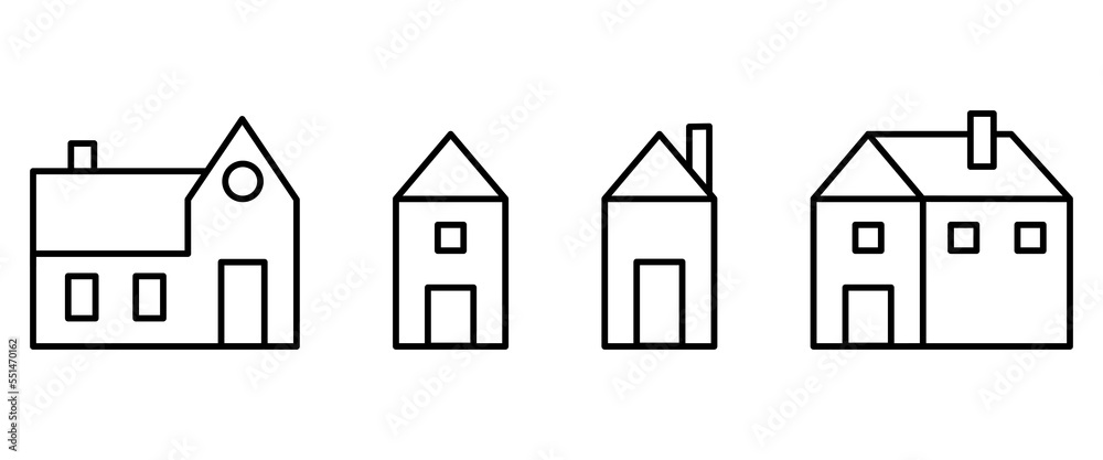 A set of simple black flat houses. Good element for any project.